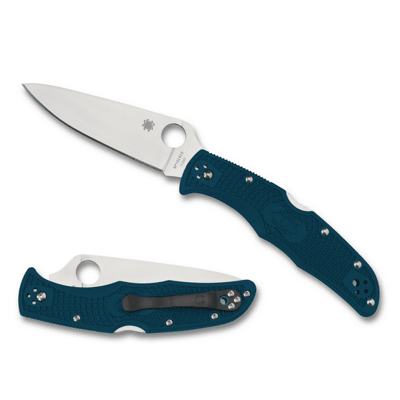 Spyderco Endura 4 Folding Knife, 3.8in, K390 Steel, Leaf Blade, FRN Handle, Blue