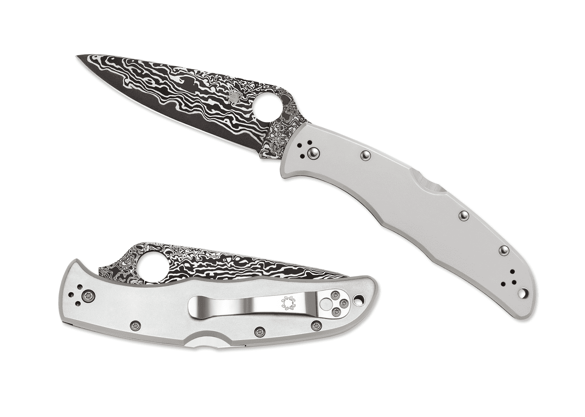 Spyderco Endura 4 Folding Pocket Knife, 3-7/8" Damascus Titanium Blade - C10TIPD