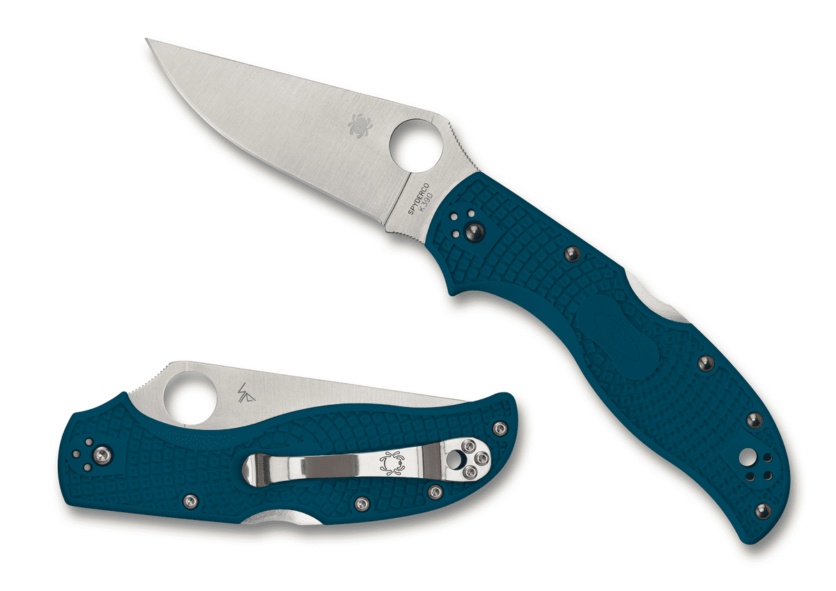 Spyderco Lightweight Blue FRN Stretch 2 Lockback K390 Steel Pocket Knife Knives