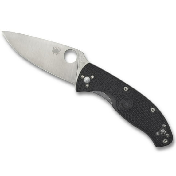 Spyderco Lightweight Tenacious Folding Knife 3.39" Satin Plain Blade, Black FRN Handles, Liner Lock - C122PBK