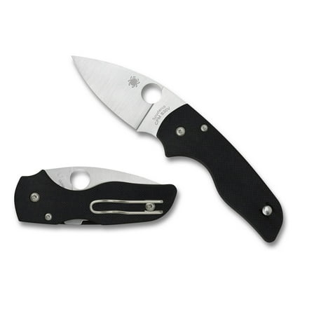 Spyderco Lil' Native G10 Black Folding Pocket Knife, 2.47" Plain Edge Blade - C230GP