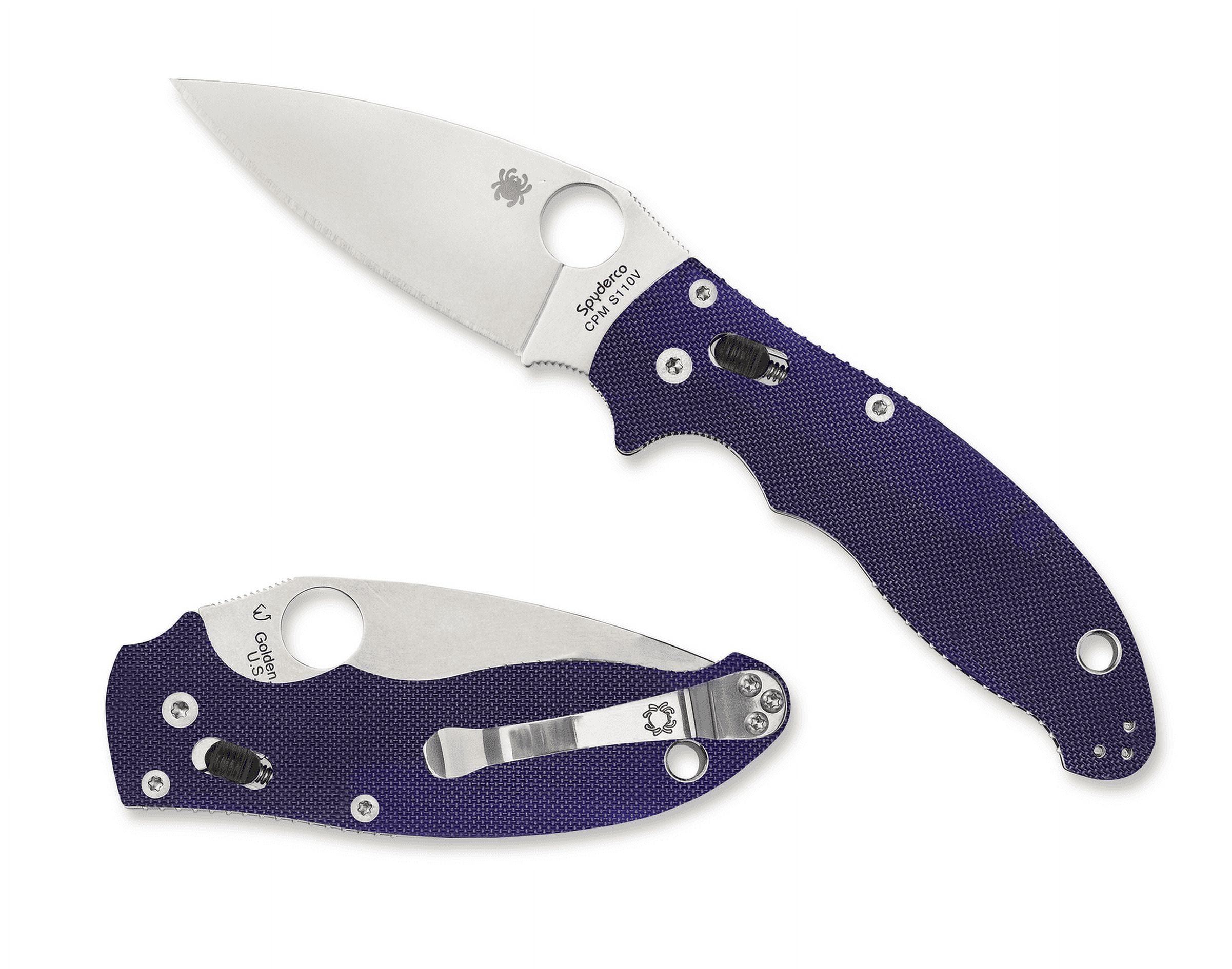 Spyderco Manix 2 Folding Knife 3.37" S110V Satin Plain Blade, Blue/Purple (Blurple) G10 Handles - C101GPDBL2
