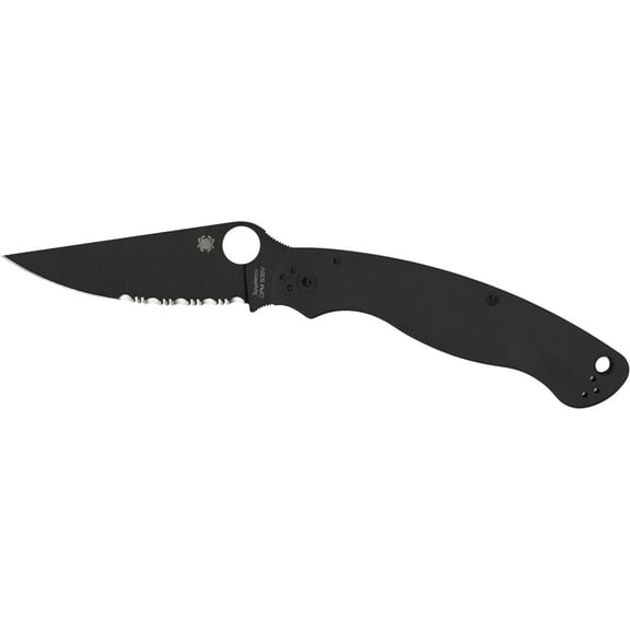 Spyderco Knives Spyderco Military 2 Folding Knife Black 4in Partially Serrated Blade SPC36GPSBK2