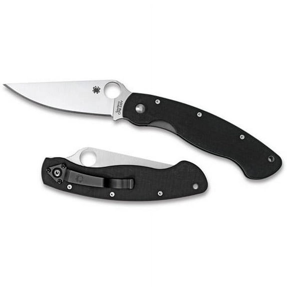 Spyderco Military Model Black Folding Pocket Knife Plain Blade Edge - C36GPE