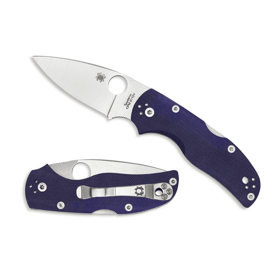 Spyderco Native 5 Folding Knife 2.95" S110V Satin Plain Blade, Blue/Purple (Blurple) G10 Handles - C41GPDBL5