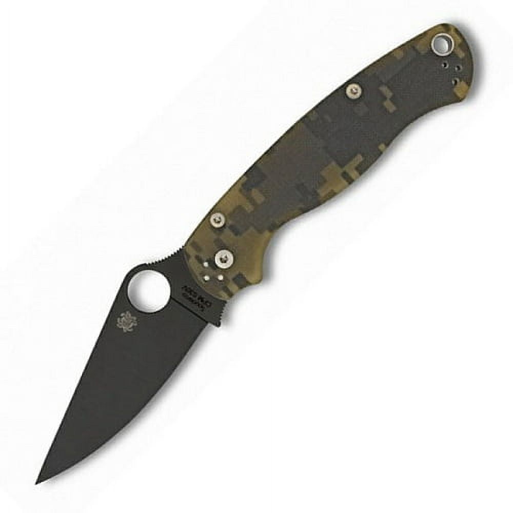 Spyderco Para Military 2 G-10 Camo Black Blade PlainEdge Folding Knife