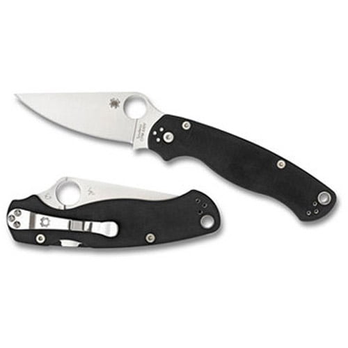 Spyderco Para Military 2 Black G-10 Black Blade PlainEdge Folding Knife