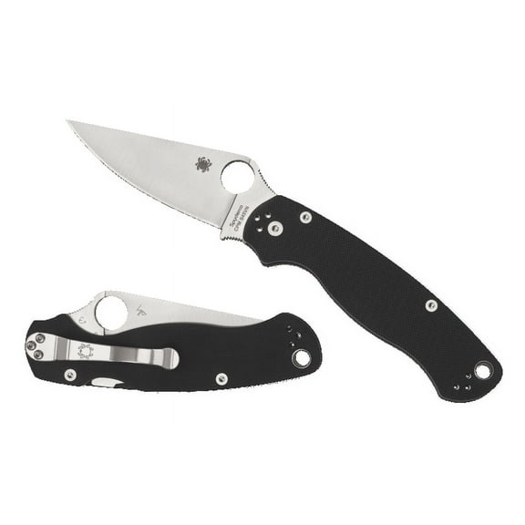 Spyderco Paramilitary 2 Folding Knife 3.42" CPM-S45VN Satin Plain Blade, Black G10 Handles, Compression Lock - C81GP2