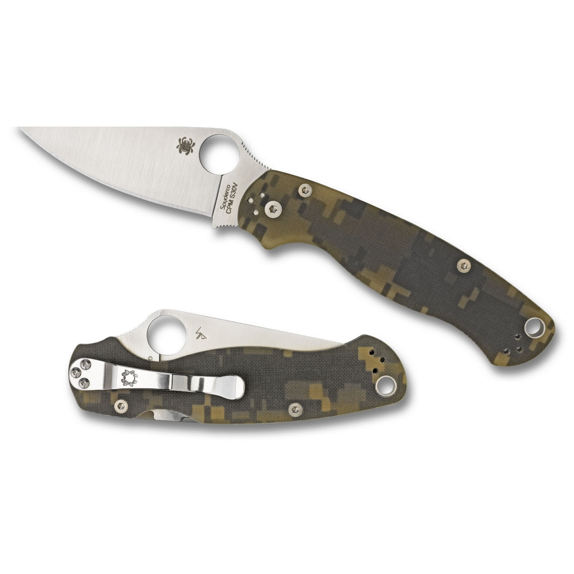 Spyderco Paramilitary 2 Folding Knife 3-7/16" S30V Satin Blade, Digital Camo Handles - C81GPCMO2