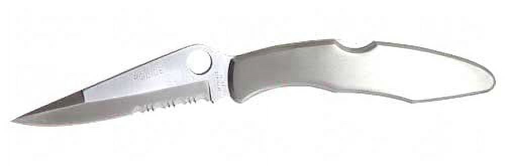 Spyderco Police Folding Knife 4-1/8" VG10 Combo Blade, Stainless Steel Handles, Lockback - C07PS