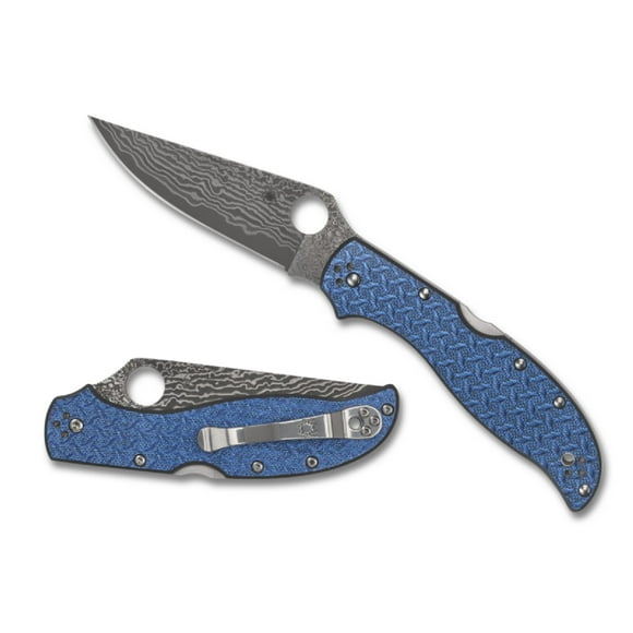 Spyderco Sprint Run Stretch 2 XL C258GFBLP VG-10 Damascus Blue Nishijin Pocket Knife