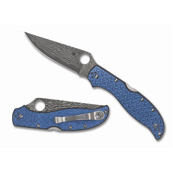 Spyderco Sprint Run Stretch 2 XL C258GFBLP VG-10 Damascus Blue Nishijin Pocket Knife