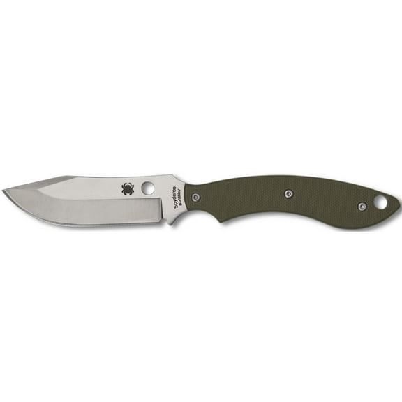 Spyderco Stock Bowie Fixed Blade 2.95in 8Cr13MoV Steel Blade OD Green G-10 Handles