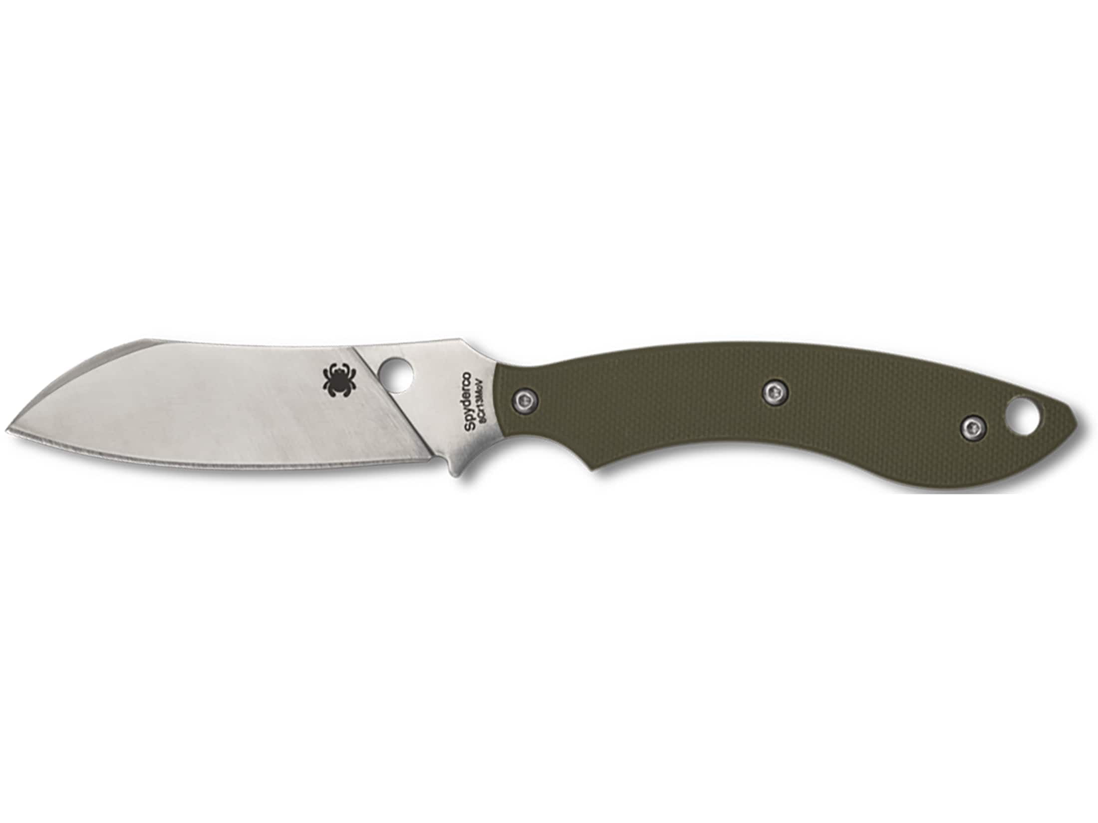 Spyderco Stock Drop Point Fixed Blade 2.95in 8Cr13MoV Blade OD Green G-10 Handles - FB50GPOD