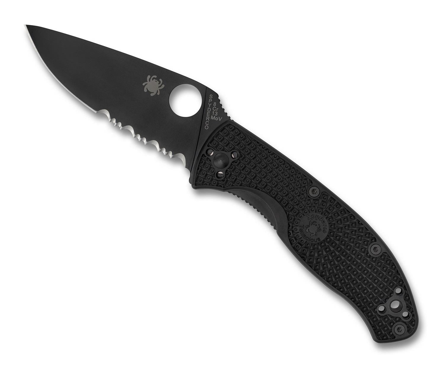 Spyderco Knives Spyderco Tenacious Lightweight Folding Knife FRN 3.39in PS Black Oxide Blade SPC122PSBBK