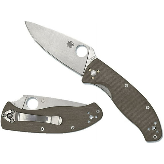 Spyderco Knives Spyderco Tenacious Brown 3.35 Inch Partially Serrated Satin Leaf SPC122GBNM4PS