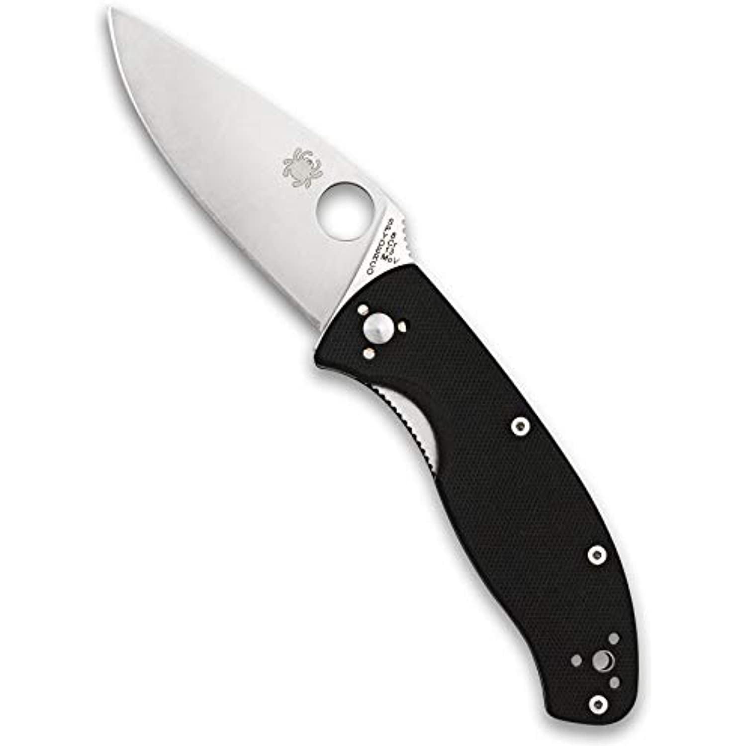 spyderco tenacious plain edge folding knife, black/silver