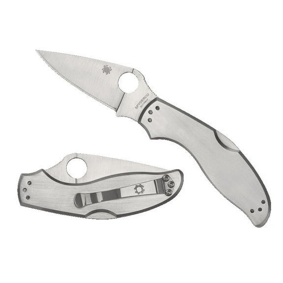 Spyderco UpTern Lock Back Folding Knives, 2.82in, 8Cr13MoV, Plain Blade, Stainle