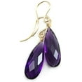 thumbnail image 1 of Spyglass Designs 14k Yellow Gold Filled Purple Simulated Amethyst Earrings Long Faceted Dangles Narrow Simple Teardrops For Adult Women, 1 of 4