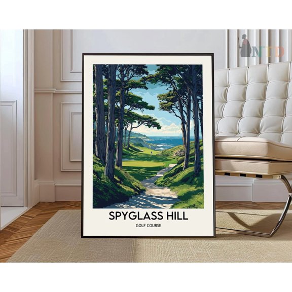 Spyglass Hill Golf Poster, Pebble Beach California Course Decor