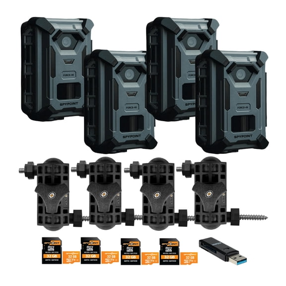 Spypoint FORCE-4K Trail Camera Bundle with MicroSD 32GB, Mounting Arm and Card Reader (13 Items)