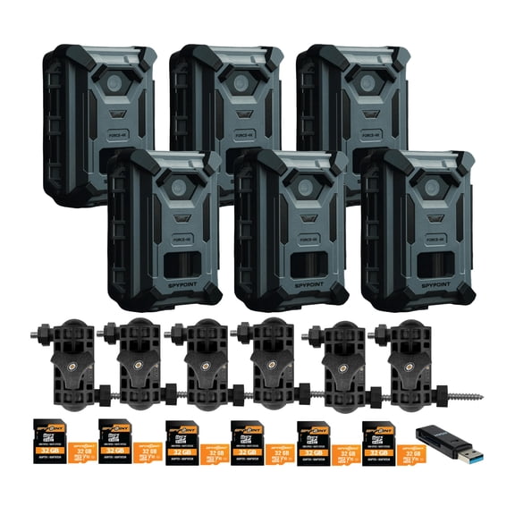 Spypoint FORCE-4K Trail Camera Bundle with MicroSD 32GB, Mounting Arm and Card Reader (19 Items)