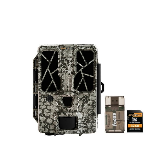 Spypoint FORCE-PRO 30 Megapixel Trail Camera with 4K Mode Bundle with Spypoint MicroSD 32GB Ultra High Speed Class 10 Memory Card and Focus All-In-One High Speed Card Reader (3 Items)