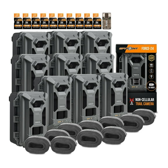 Spypoint Force-24MP Non-Cellular 2k Video Trail Camera (Twin Pack) Bundle with 32GB Memory Card and Card Reader (21 Items)