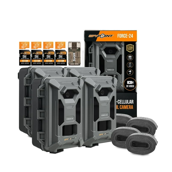 Spypoint Force-24MP Non-Cellular 2k Video Trail Camera (Twin Pack) Bundle with 32GB Memory Card and Card Reader (9 Items)