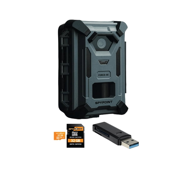 Spypoint Force 40MP 4K Trail Camera Bundle with 32GB Memory Card and Card Reader (3 Items)