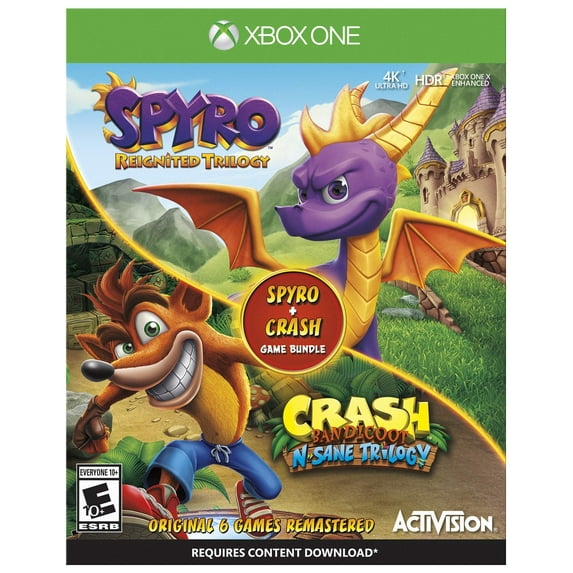 Crash N. Sane Trilogy + Spyro Ignited Bundle, Activision, Xbox One, 047875883154