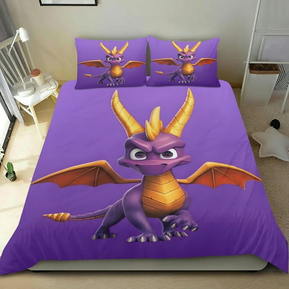 Spyro The Dragon Themed Bed Sheet Set Three Piece Set 53x79 Inches Comfortable And Skin Friendly Unique Design Creating A Star Studded Night
