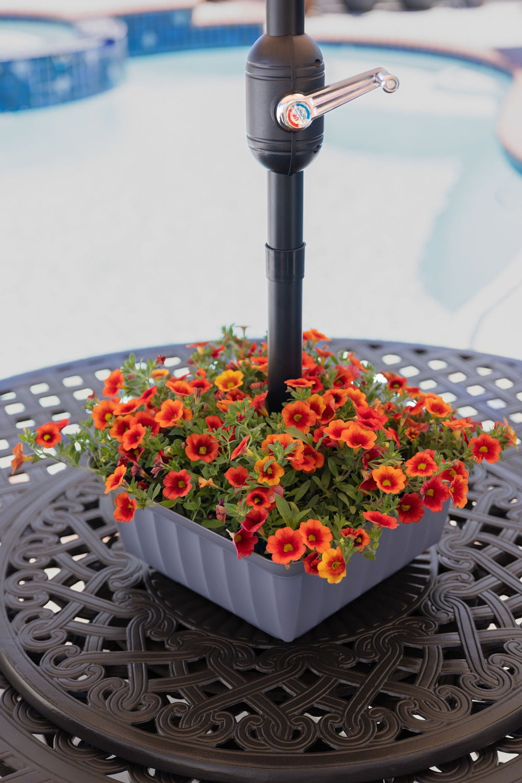 Gray Square HDPE Outdoor Planter with Drainage Holes