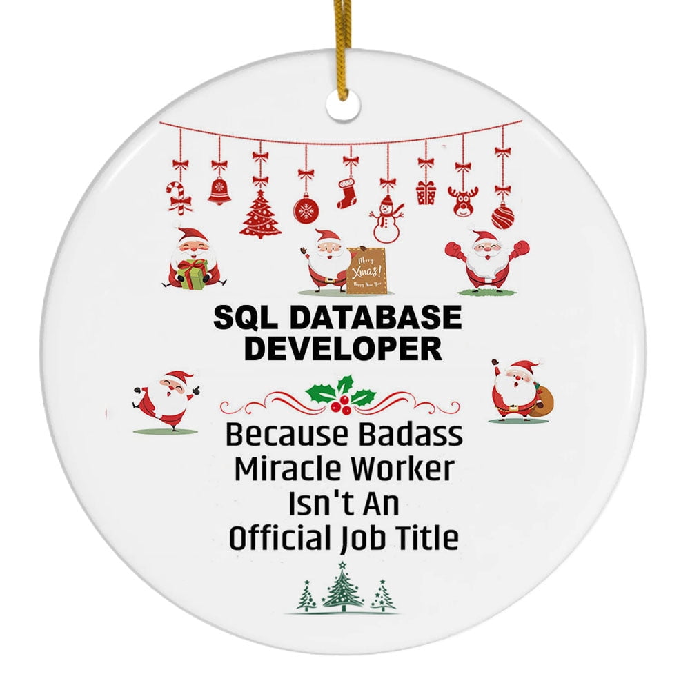 Sql Database Developer Christmas Ornament, Miracle Worker Funny Job ...