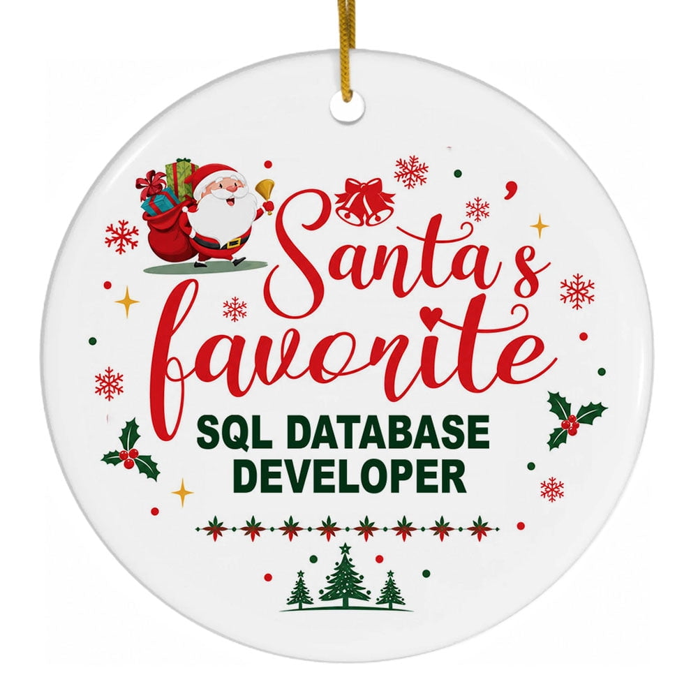 Sql Database Developer Christmas Tree Ornament, Santa Approved ...