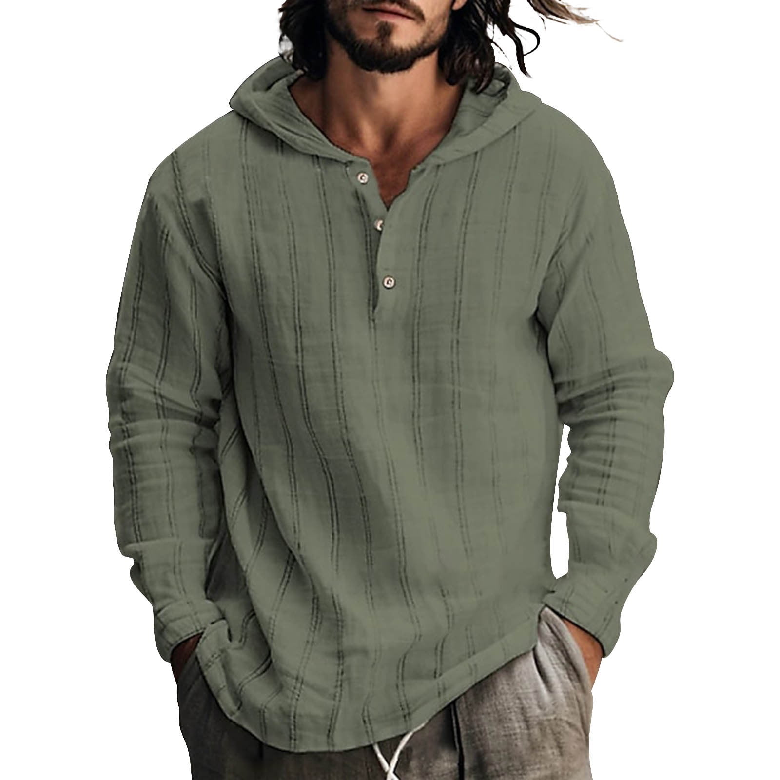 Sqobina Clearance! Tops Mens Shirts Men's Casual Fashion Hooded Spring