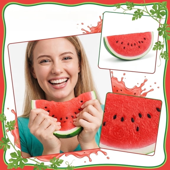 Premium 7-Inch Realistic Watermelon Slice Stress Toy  High-Density Silicone Sensory Decompression Block & Ergonomic Desk Fidget for Adult Tension Management