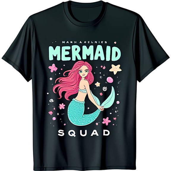 Squad Black T-Shirt with Colorful Graphic and Whimsical Design