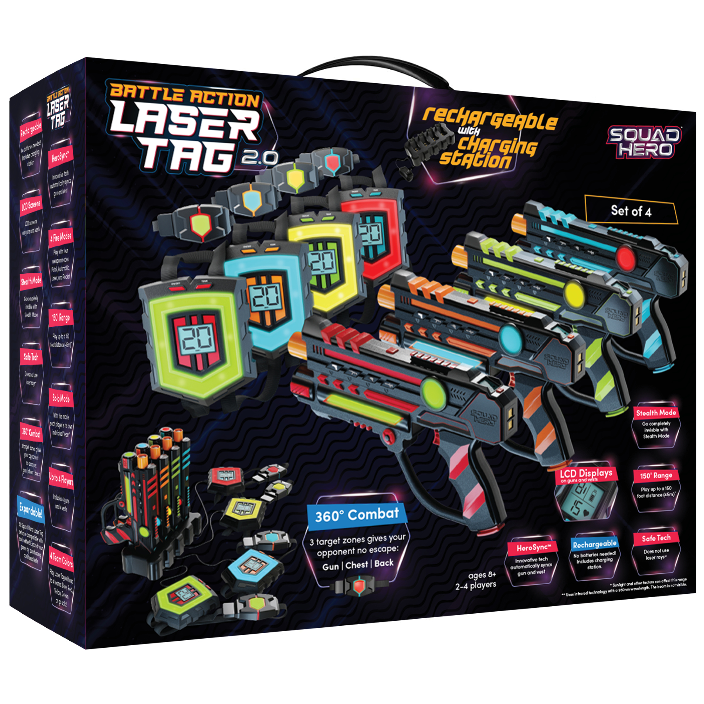 Squad Hero Ultimate Rechargeable Laser Tag 2.0 Set - 4 Infrared Guns & Vests, LCDs, Sensor Sync - Fun Game for Kids, Teens & Adults - Innovative Gaming Experience - image 1 of 9
