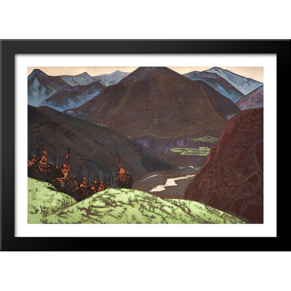 Squad of Geser Khan 40x28 Large Black Wood Framed Print Art by Nicholas Roerich