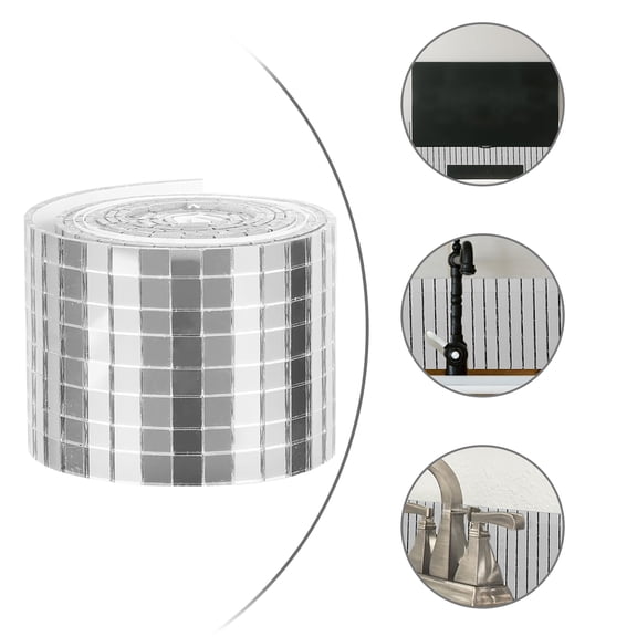 Squalise 1 Roll Self-Adhesive Mini Square Decorative Wall Sticker Mirrors Mosaic Ties