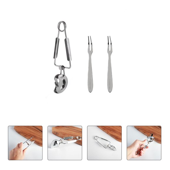 OUNONA 1 Set Snail Tong Forks Set Stainless Steel Silver for Home Use and Restaurant Use Clamp