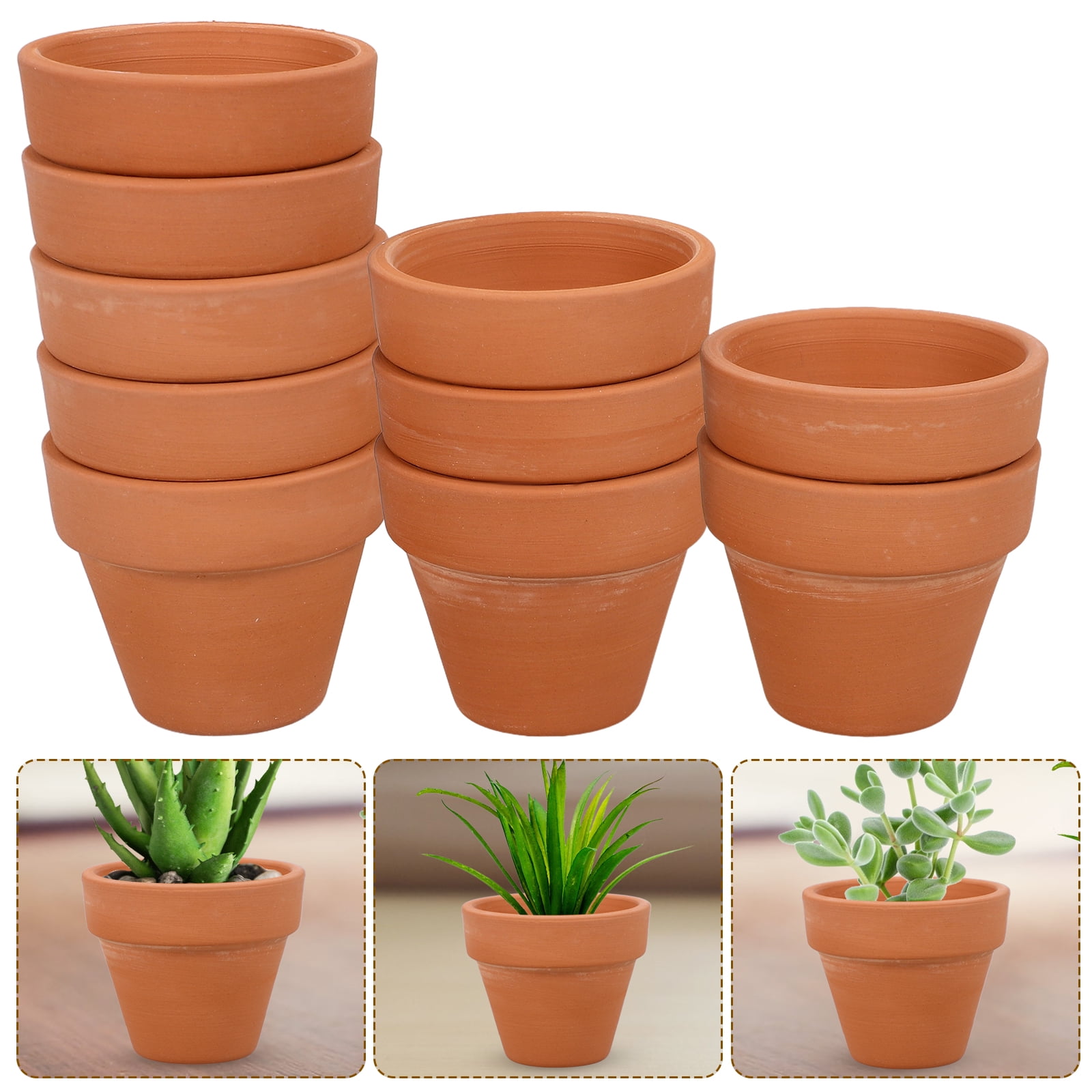 Squalise 10 Small Clay Pot Terracotta Pot Clay Ceramic Pottery Flower ...