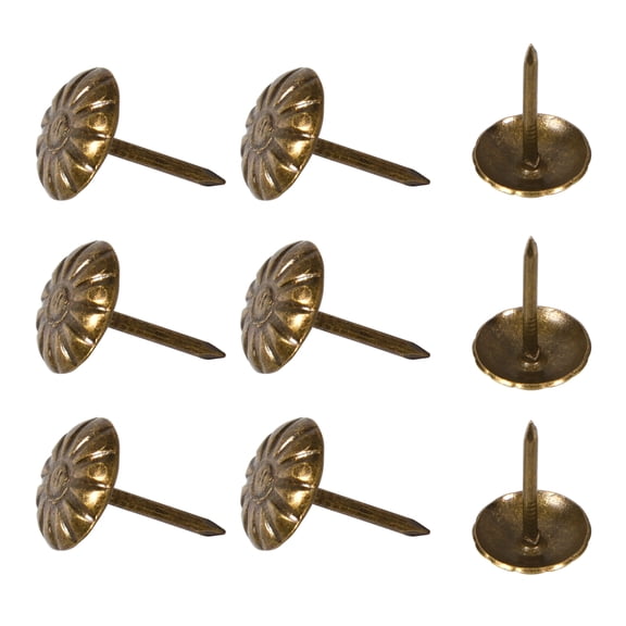 OUNONA 100pcs Decorative Thumbtacks Brass Color Retro Style Sofa Furniture Pins for Home Office and Craft Use