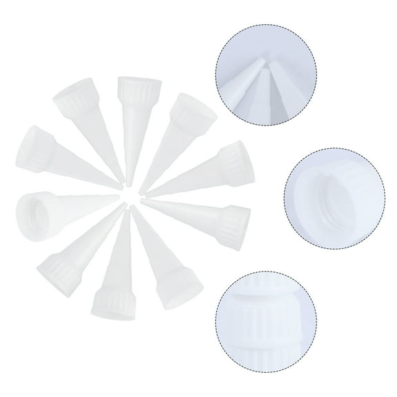 Squalise 10Pcs Applicator Tips Cap Nozzle Tip Craft Glue For 110ML Glue Fits Nozzle White