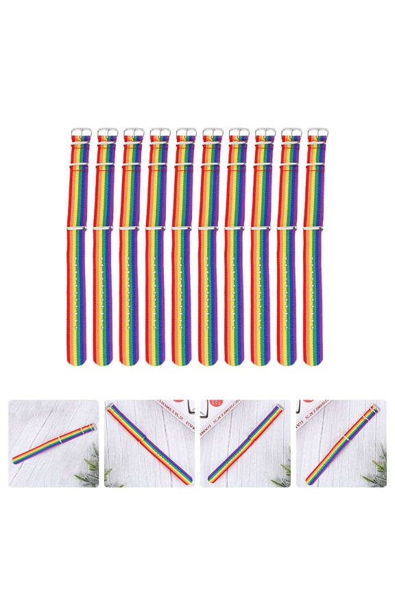 OUNONA 10Pcs Bangles Bracelets for Women Rainbow Canvas Alloy Jewelry for Daily Wear