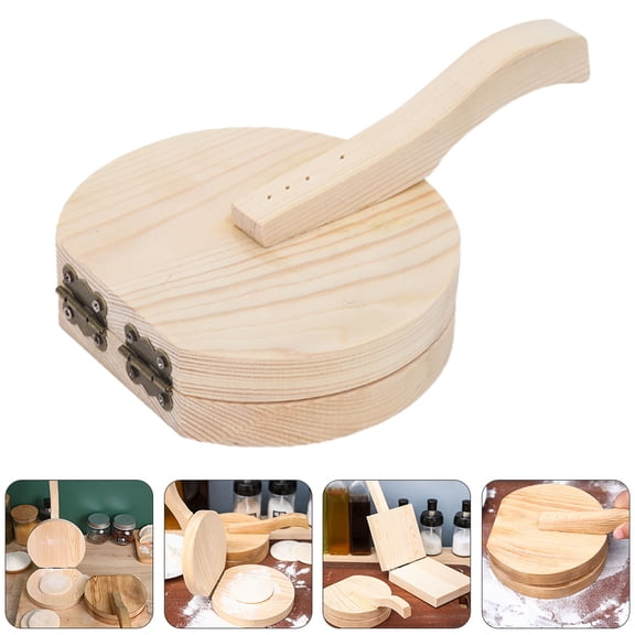 Squalise Wooden Dumpling Press Tool - 1pc Dough Presser for Dumpling Wrappers, Khaki Color, Easy to Use Kitchen Gadget