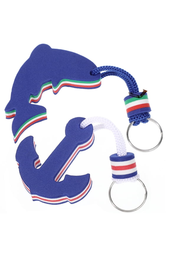 EVA Dolphin Keyring with Floating Keychain for Water Sports Gifts Blue 2Pcs