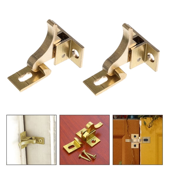 Squalise Heavy Duty Brass Elbow Latches for Cabinet Doors, 2 Sets with Mounting Screws, Door Lock Hardware