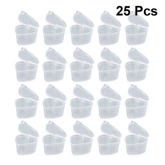 Squalise 25PCS Heart Shape Boxes Transparent Storage Cases Sundries Organizer DIY Sealing Case